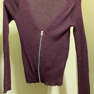 Express zip up purple cardigan XS